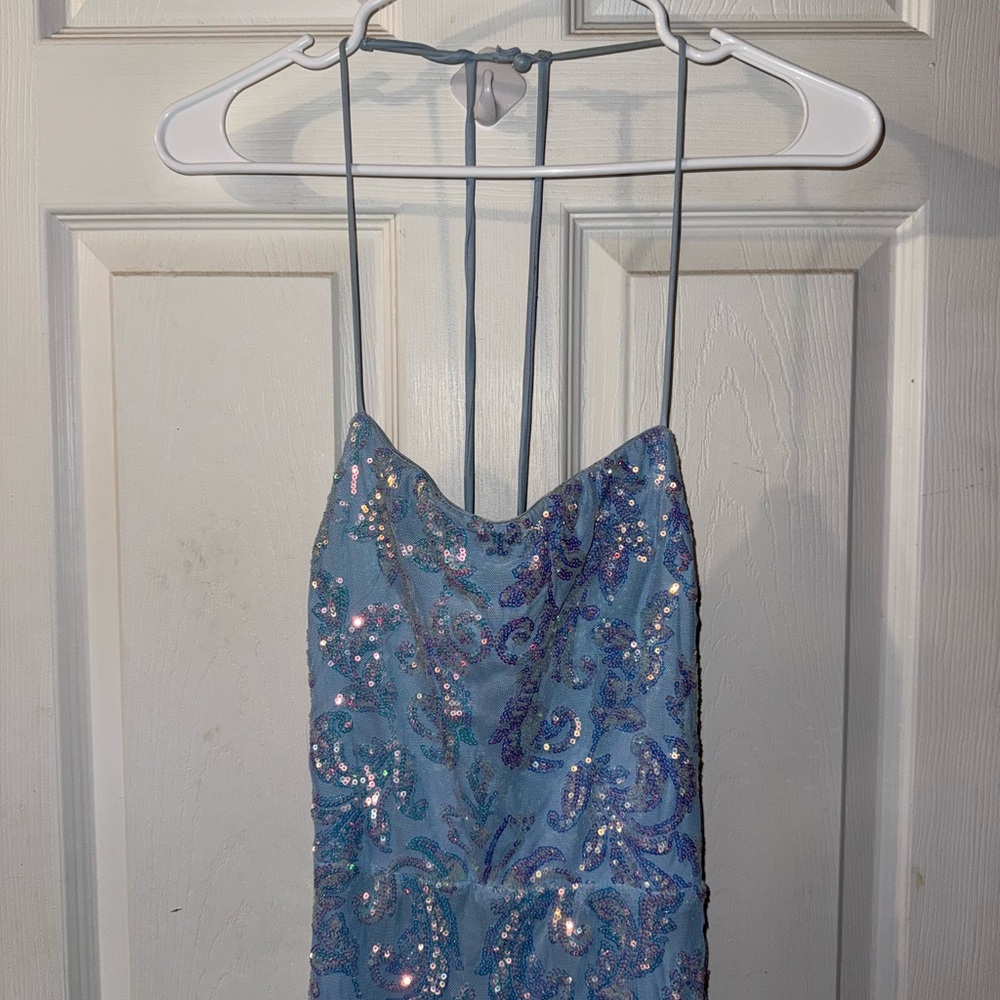 Windsor Blue Sequin Prom Dress